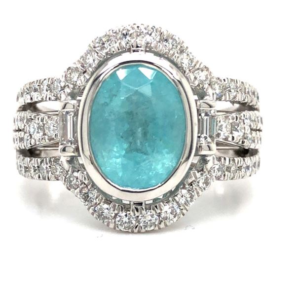GIA Certified Paraiba Tourmaline and Diamond Ring