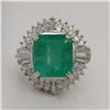 Image 1 : GIA Colombian Emerald and Diamond Halo Ring PLT