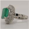 Image 2 : GIA Colombian Emerald and Diamond Halo Ring PLT