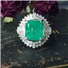 Image 3 : GIA Colombian Emerald and Diamond Halo Ring PLT