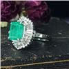 Image 4 : GIA Colombian Emerald and Diamond Halo Ring PLT