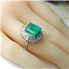 Image 5 : GIA Colombian Emerald and Diamond Halo Ring PLT