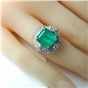 Image 6 : GIA Colombian Emerald and Diamond Halo Ring PLT