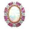 Image 1 : Need the ring span on the finger ***Large Opal, Pink Sapphire, & Diamond Shield Ring