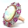 Image 2 : Need the ring span on the finger ***Large Opal, Pink Sapphire, & Diamond Shield Ring
