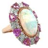 Image 4 : Need the ring span on the finger ***Large Opal, Pink Sapphire, & Diamond Shield Ring