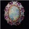 Image 5 : Need the ring span on the finger ***Large Opal, Pink Sapphire, & Diamond Shield Ring