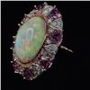 Image 6 : Need the ring span on the finger ***Large Opal, Pink Sapphire, & Diamond Shield Ring