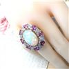Image 8 : Need the ring span on the finger ***Large Opal, Pink Sapphire, & Diamond Shield Ring