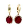 Image 1 : Huggie Earrings-Ruby Composite and Diamond Halos