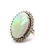 Image 1 : White Opal with Glowing Green Fire & Diamond Ring