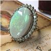 Image 5 : White Opal with Glowing Green Fire & Diamond Ring
