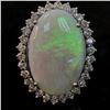 Image 8 : White Opal with Glowing Green Fire & Diamond Ring