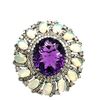 Image 1 : Amethyst Ring with Opal and Diamond Skirt Border