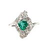 Image 1 : Designer-Cut Emerald and Diamond Swirl Ring