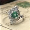 Image 4 : Designer-Cut Emerald and Diamond Swirl Ring