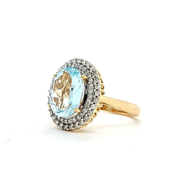 Aquamarine Ring with Tiered Diamond Halo