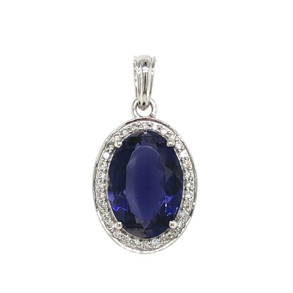 Iolite and Diamond Halo Pendan, Gem Quality
