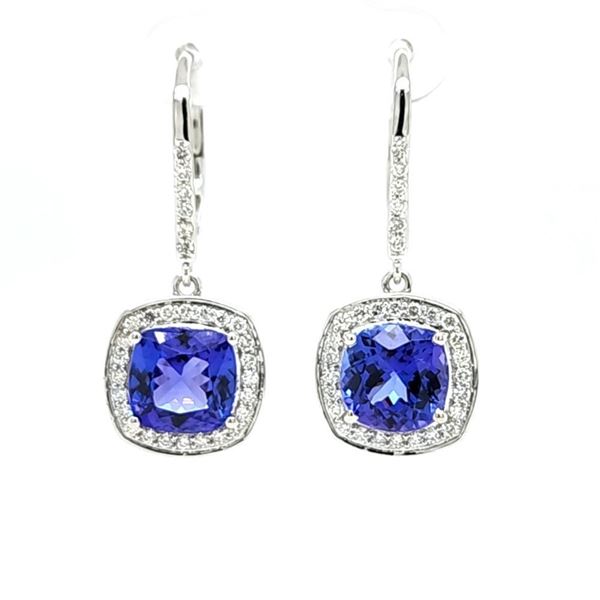 Dangling Tanzanite and Diamond Frame Earrings