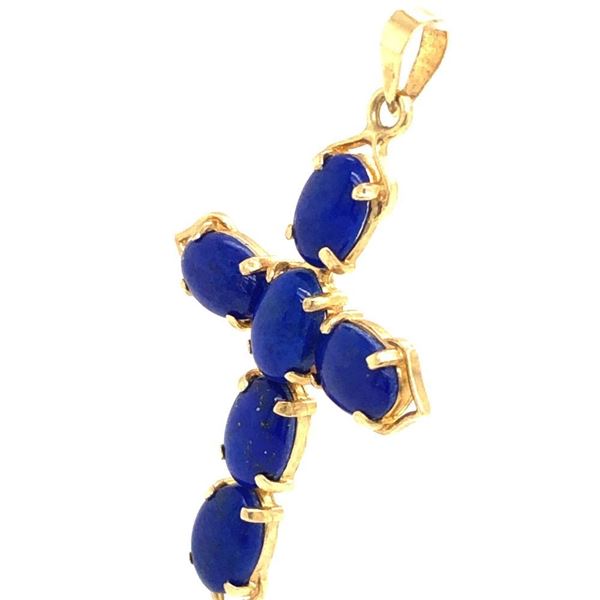 Lapis Lazuli Cabochon Gemstone Cross Pendant