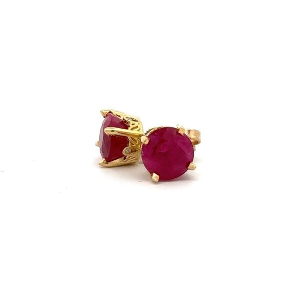 Ruby Earrings in Ornate Diamond Accented Settings