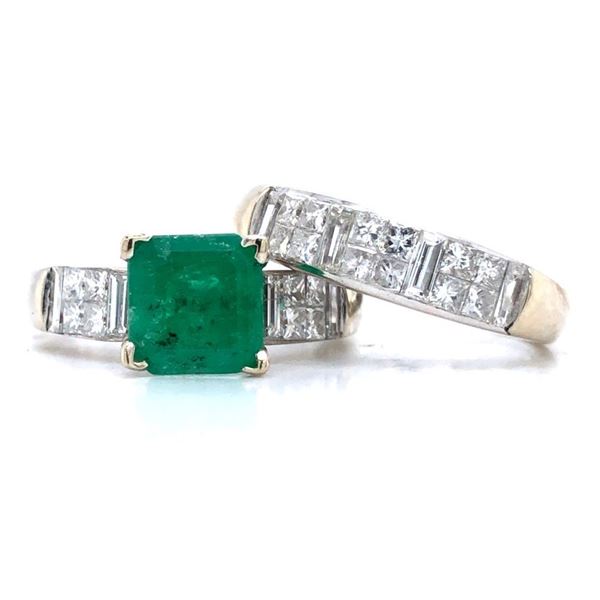 Elegant Emerald and Diamond Ring Set