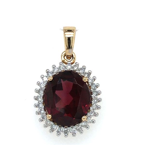 Remarkable Rhodolite Garnet Ring with Diamond Halo