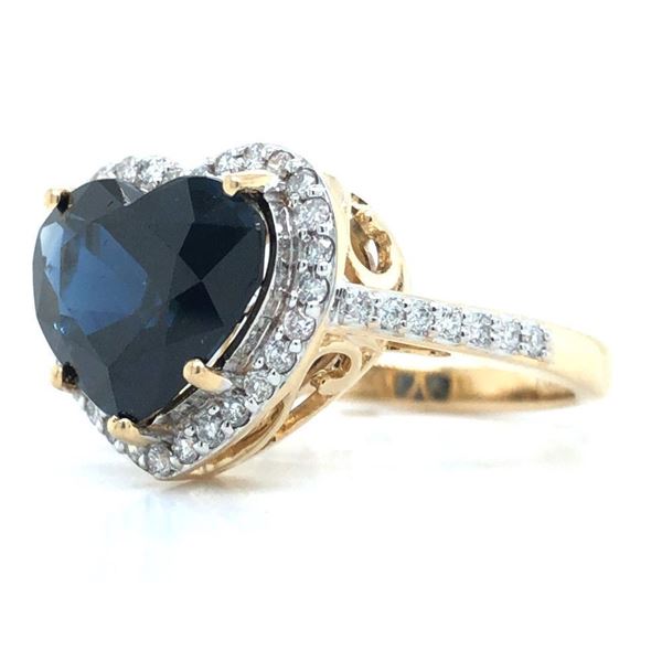 Romantic Heart-Shaped Blue Sapphire & Diamond Ring