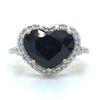 Image 2 : Romantic Heart-Shaped Blue Sapphire & Diamond Ring