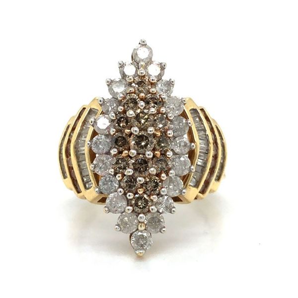 Champagne & White Diamond Navette Ring