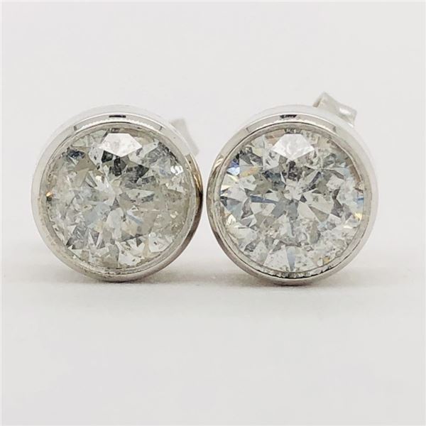 Bezel-Set Diamond Solitaire Stud Earrings