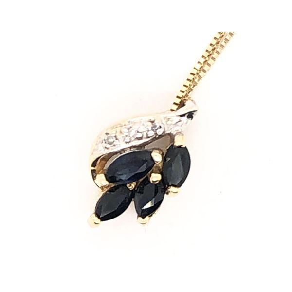 Blue Sapphire and Accent Diamond Vintage Pendant