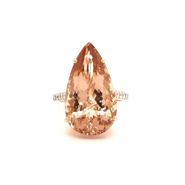 Pendeloque Morganite Ring with Diamond Shoulders