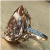 Image 3 : Pendeloque Morganite Ring with Diamond Shoulders