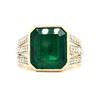 Image 2 : Bezel-Set Emerald-Cut Emerald and Diamond Ring