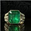 Image 3 : Bezel-Set Emerald-Cut Emerald and Diamond Ring