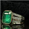 Image 4 : Bezel-Set Emerald-Cut Emerald and Diamond Ring
