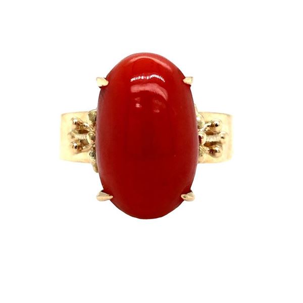 Hand-Crafted Red Coral Ring Early 1900's Design