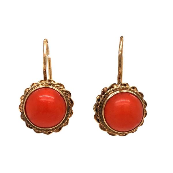 Vintage Red Coral Drop Earrings