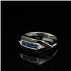 Image 7 : Blue Sapphire, Diamond & Black Enamel Stacker Ring