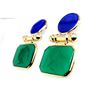 Image 3 : Intaglio Earrings Carved Blue and Green Onyx