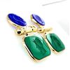 Image 4 : Intaglio Earrings Carved Blue and Green Onyx