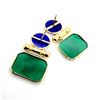 Image 5 : Intaglio Earrings Carved Blue and Green Onyx