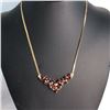 Image 3 : Garnet and Diamond Flowerette Chevron Necklace