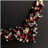 Image 6 : Garnet and Diamond Flowerette Chevron Necklace