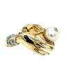 Image 2 : Hands Holding a Pearl with Diamond - 18K Ring