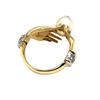 Image 4 : Hands Holding a Pearl with Diamond - 18K Ring