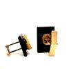 Image 2 : Natural Gold Nugget on Onyx Cuff Links