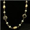 Image 2 : Pearl, Smoky Quartz & Ornate Italian Gold Necklace