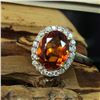 Image 6 : Mandarin Orange Spessartine Garnet & Diamond Ring